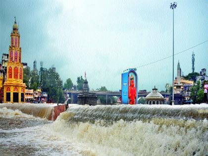 Gangapur dam displacement increase; Godavari floods | गंगापूर धरणातून  विसर्गामध्ये वाढ  ; गोदावरीला पूरसदृश स्थिती