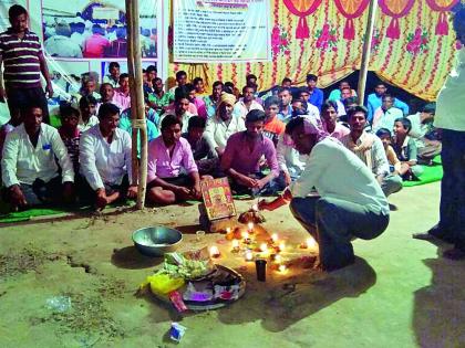 Project affected people in the festival of Diwali fasting | प्रकल्पग्रस्तांची दिवाळी उपोषण मंडपातच