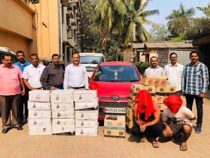  Flying Squad of State excise department arrested two smuggler of fake liquor into a car at Shahapur | बनावट विदेशी मद्याची कारमधून तस्करी करणाऱ्या दोघांना शहापूरातून अटक