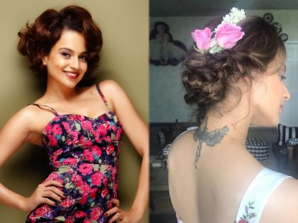 Kangana Ranaut opened up about her tattoo on the nape of her neck | कंगना रनौतने सांगितली तिच्या टॅटूची कहाणी, म्हणाली - आता टॅटूला फायनल लूक मिळालाय!