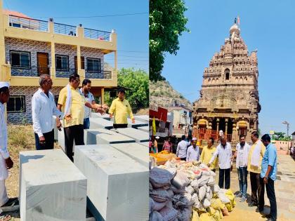 Shila for restoration of Khandoba temple arrives | खंडोबा मंदिराच्या दिपमाळ जिर्णोद्धारासाठी शिळा दाखल