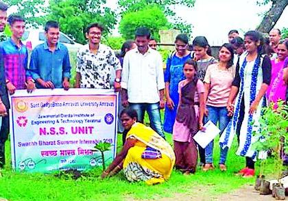 Tree plantation at Sakhkhas school 'JDIET' | सोनखास शाळेत वृक्षारोपण ‘जेडीआयईटी’चे