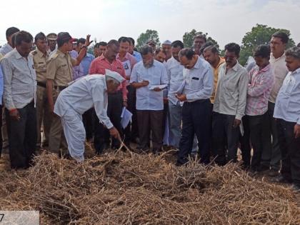 Central team inspects two villages in just an hour and a half ... | केंद्रीय पथकाकडून केवळ दीड तासात दोन गावांच्या नुकसानीची पाहणी...