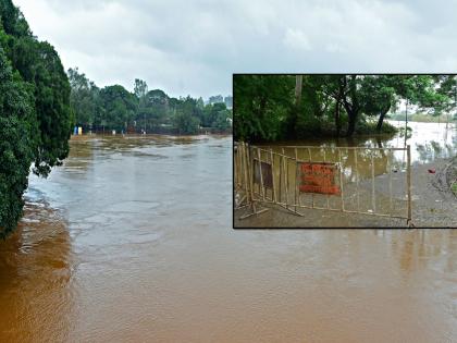 Despite rain in Kolhapur Panchganga river nears warning level 56 dams under water | कोल्हापुरात पावसाची उघडीप, तरी पंचगंगा नदी इशारा पातळीकडे; ५८ बंधारे पाण्याखाली Despite rain in Kolhapur Panchganga river nears warning level 56 dams under water | कोल्हापुरात पावसाची उघडीप, तरी पंचगंगा नदी इशारा पातळीकडे; ५८ बंधारे पाण्याखाली