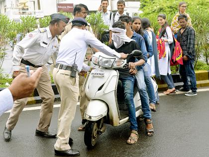 Traffic Police | विनापरवाना ११०९ विद्यार्थी, पालकांवर चालान कारवाई