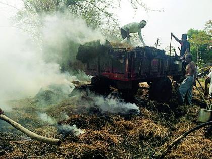 A fire from a tractor carrying tractor | चाऱ्याची वाहतूक करणाऱ्या ट्रॅक्टरला आग