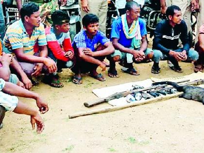 Gajaad with a gang of hunter-gatherers | उदमांजराची शिकार करणारी टोळी साहित्यासह गजाआड