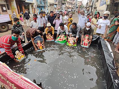 Ganpati Festival - Immersion of high quality eco-friendly Ganesha idols | Ganpati Festival -उच्चांकी पर्यावरणपूरक गणेशमूर्ती विसर्जन