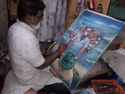 The art teacher portrayed the Pandava warrior in the form of a god | कलाशिक्षकाने चित्राद्वारे साकारले देवरुपी पांडव योद्धा