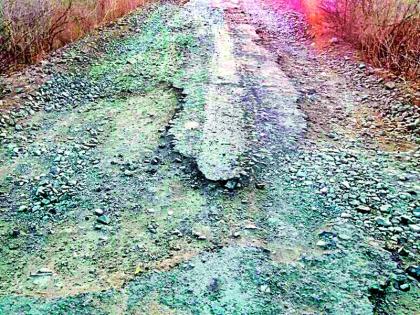 The ballast is open on the Jolwadi-Delwadi road | जोलवाडी-देलवाडी रस्त्यावर गिट्टी पडली उघडी