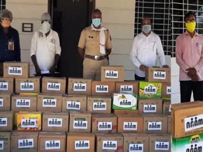 Distribution of essential commodities in Wardha district by Nana Patekar's Nam Foundation | नाना पाटेकर यांच्या नाम फाऊंडेशनतर्फे वर्धा जिल्ह्यात जीवनावश्यक वस्तूंचे वितरण