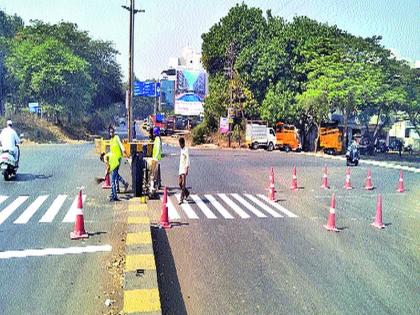  White stripes on the Wadala-DGP Nagar road | वडाळा-डीजीपीनगर रस्त्यावर पांढरे पट्टे