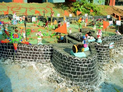 Students from Nagpur, creates Sindhudurg Fort | नागपुरातील विद्यार्थ्यांनी साकारला शिवरायांचा सागरी अलंकार सिंधूदुर्ग