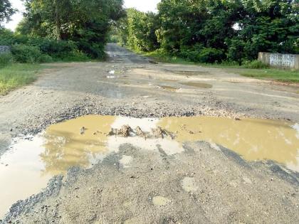 Ghat-Chamorshi route goes in the potholes | घोट-चामोर्शी मार्ग गेला खड्ड्यात