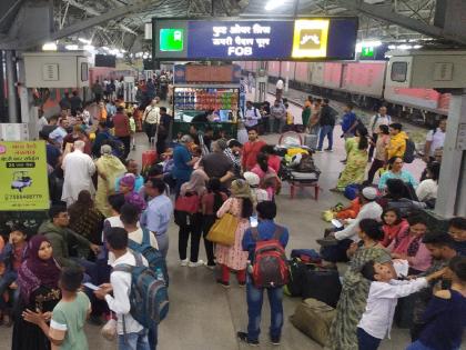 Due to the return journey, the trains are crowded with passengers | परतीच्या प्रवासामुळे रेल्वे गाड्यांना प्रवाशांची तुफान गर्दी