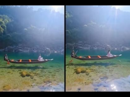 Dawki River Viral Video: This stunning Indian dawki river in Meghalaya is going viral for its crystal clear water | काचासारखं पारदर्शी आणि स्वच्छ आहे या नदीचं पाणी, जाणून घ्या भारतात कुठे आहे ही नदी?