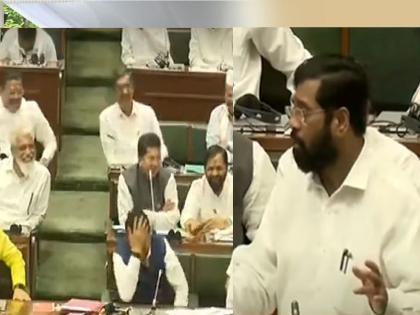 I was free, ajit Pawar had set a target of a hundred plus; Chief Minister Eknath Shinde's speech in Vidhan sabha, Devendra Fadanvis smiling | मी मोकळाच होतो, दादांनी शंभर प्लसचे टार्गेट ठेवले होते; मुख्यमंत्री एकनाथ शिंदेंची जबरदस्त टोलेबाजी