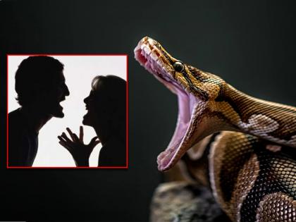 Man bites off pet python head by his teeth beheaded snake during fight with wife | अरे देवा! रागाच्या भरात दाताने अजगराचं शिर धडापासून वेगळं केलं, पत्नीसोबत झालं होतं भांडण...