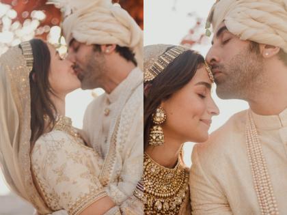 Ranbir Kapoor-Alia Bhatt Wedding inside photo viral | Ranbir Kapoor-Alia Bhatt Wedding : लग्न होताच रणबीरनं आलियाला केलं Kiss, सामोर आला पहिला Photo