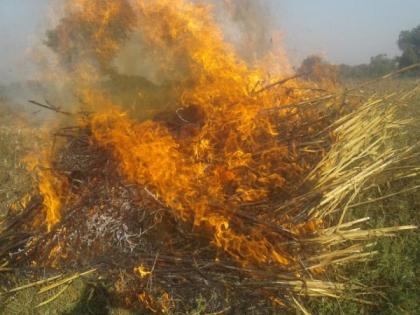 Mangrul caught fire twice and destroyed 25,000 fodder | मंगरुळला दोनदा आग लागून २५ हजाराचा चारा खाक