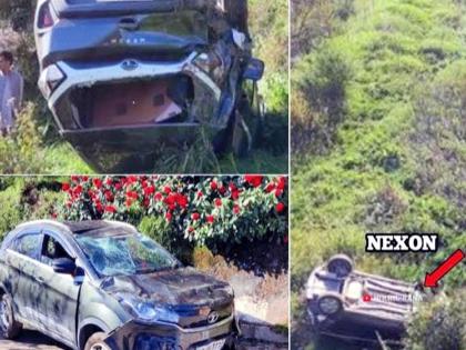 TaTa Nexon Accident Video: Turned five times, fell 200 feet into a ditch; both passenger survived | TaTa Nexon Accident Video: पाचवेळा पलटी मारली, २०० फूट दरीत कोसळली; टाटाच्या कारमधील सारे वाचले