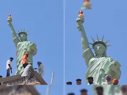 Man from Punjab installs statue of liberty on his rooftop know the reason | पंजाबमधील एका व्यक्तीने घरावर बसवला स्टॅच्यू ऑफ लिबर्टी, कारण वाचून व्हाल अवाक्...