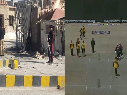 A bomb blast has been reported at Musa Chowk in Quetta, the ongoing PSL exhibition match between quetta vs peshawar  | पाकिस्तानात बॉम्ब हल्ल्याची मालिका! बाबर आझमचा संघ फिल्डिंग करत असताना जोरदार स्फोट