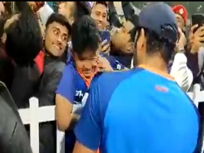 A video of Rohit Sharma's little fan crying during the practice session of IND vs SL first match is going viral  | IND vs SL: "एवढे मोठे गाल केलेत...", रोहितला पाहून चिमुकला रडला; हिटमॅननं सावरलं, VIDEO