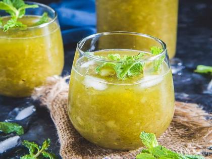 Diseases conditions drink aam panna to avoid heat stroke in summer these are health benefits of aam panna or Kairiche Panhe | उन्हाळ्यामध्ये हेल्दी राहण्यासाठी प्या थंडगार कैरीचं पन्हं; शरीराला होतात 'हे' फायदे