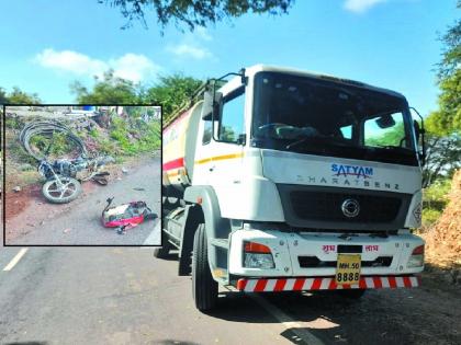 The wheels of the tanker came off and hit the head of the woman standing on the road. Death on the spot in sangli | Accident News Sangli: भरधाव टँकरचे चाक निखळले अन् महिलेच्या डोक्यावर आदळले; जागीच मृत्यू