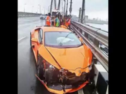 Former MLA's son rammed a 4 crore Lamborghini into C-Link | माजी आमदार पुत्राने ४ कोटींची लॅम्बोर्गिनी सी-लिंकला धडकवली