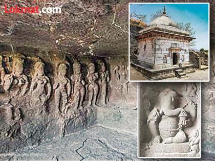 'Ganapatti Bappa Morya...' while enjoying tourism; Ganesha Darshan at Ellora Caves, Devagiri Fort, Aurangabad Caves | पर्यटनाचा आनंद घेताना ‘गणपत्ती बाप्पा मोरया...’; वेरूळ लेणी, देवगिरी किल्ल्यात गणेश दर्शन