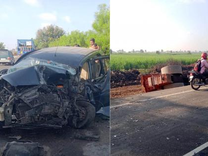 Ertiga collides with dozer Two killed, five seriously on Pune-Bengaluru highway near Ghunki bridge | इर्टिगाची डोजरला धडक, दोन ठार, पाच गंभीर; पुणे-बेंगळुरू महामार्गावर घुणकी पुलाजवळ अपघात