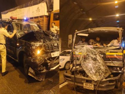 Police vehicle accident in Bhatan tunnel Police personnel injured | भाताण बोगद्यात पोलिसांच्या वाहनांचा अपघात; पोलीस कर्मचारी जखमी Police vehicle accident in Bhatan tunnel Police personnel injured | भाताण बोगद्यात पोलिसांच्या वाहनांचा अपघात; पोलीस कर्मचारी जखमी