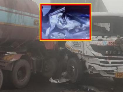 The car was found between two containers truck in Punjab; Six people died in a terrible accident | दोन कंटेनरच्या मध्ये कार सापडली; भीषण अपघातात सहा जणांचा मृत्यू