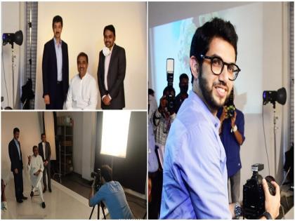 aditya thackeray captures praful patel vishwajeet kadam chhatrapati maloji raje on camera | आदित्य ठाकरेंनी केले प्रफुल्ल पटेल, विश्वजीत कदम आणि श्रीमंत छत्रपती मालोजीराजेंना कॅमेऱ्यात कैद