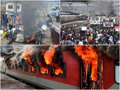 indian railways has lost 200 crores due to agneepath agneeveer protest 50 coaches 5 engines got useless now said railway | Agneepath Agneeveer Protest : 'अग्निपथ'वरून जाळपोळ: रेल्वेचं तब्बल २०० कोटी रुपयांचं नुकसान; ५० डबे, ५ इंजिनं जळून खाक