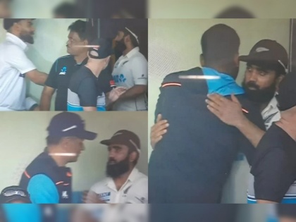 IND vs NZ, 2nd Test Live Updates : Virat Kohli, Rahul Dravid, Mohammed Siraj went and congratulated Ajaz Patel after the end of Day 2 | IND vs NZ, 2nd Test Live Updates : दहा विकेट्स घेणाऱ्या एजाझ पटेलचं अभिनंदन करण्यासाठी राहुल द्रविड, विराट कोहली पोहोचले किवी ड्रेसिंग रुममध्ये