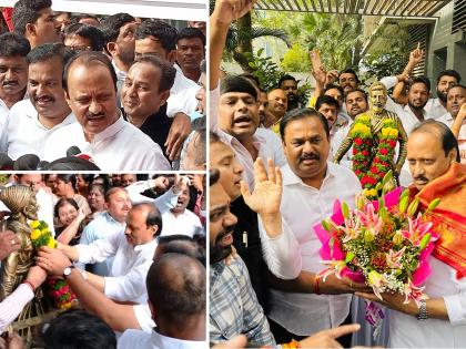 One debate Ajit pawar A warm welcome to Ajit Pawar on behalf of NCP in Pune | Video: "एकच वादा.. अजितदादा..." पुण्यात राष्ट्रवादीच्या वतीने अजित पवारांचे जंगी स्वागत