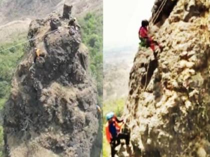 Six Year Old Girl From Kalyan Rock Climbing At Navra Navri Sulka Trambyakeshwar | इतिहासात प्रथम झिप्लायनिंगद्वारे नवरा-नवरीचा सुळका सर; कल्याणच्या शिरपेचात मानाचा तुरा