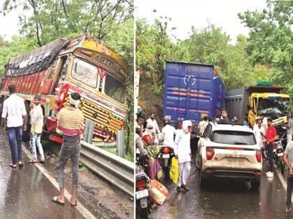 Traffic disrupted for 4 hours after triple accident at Ajanta Ghat; Long queues of vehicles on both sides | अजिंठा घाटात तिहेरी अपघातानंतर ४ तास वाहतूक ठप्प; दुतर्फा वाहनांच्या लांबच लांब रांगा