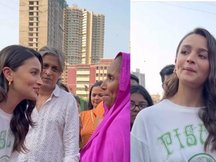 Alia Bhatt meets photographers mother in an event video viral | Video : फोटोग्राफरच्या वयस्कर आईला भेटली आलिया भट, विचारपुस करत म्हणाली, "आपका बेटा..."