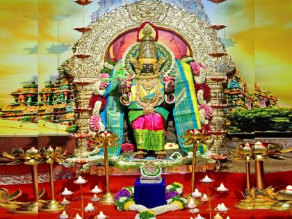 Worship of Sri Ambabai as Meenakshidevi on the 4th Mala of Sharadiya Navratri Festival | चौथ्या माळेला अंबाबाईची मीनाक्षी देवीच्या रुपात पूजा, उद्या होणार त्र्यंबोली देवीची भेट