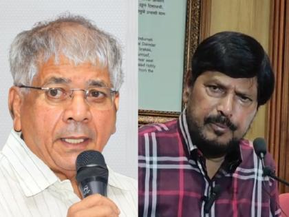You become the president I will work under your leadership, Minister Ramdas Athawale's open offer to Prakash Ambedkar | तुम्ही अध्यक्ष बना, मी तुमच्या नेतृत्वाखाली काम करतो, केंद्रीय मंत्री रामदास आठवलेंची प्रकाश आंबेडकरांना खुली ऑफर -video You become the president I will work under your leadership, Minister Ramdas Athawale's open offer to Prakash Ambedkar | तुम्ही अध्यक्ष बना, मी तुमच्या नेतृत्वाखाली काम करतो, केंद्रीय मंत्री रामदास आठवलेंची प्रकाश आंबेडकरांना खुली ऑफर -video