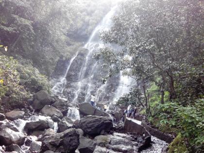 Low flow of Amboli falls, disappointment of tourists | आंबोली धबधब्याचा प्रवाह कमी, पर्यटकांची निराशा