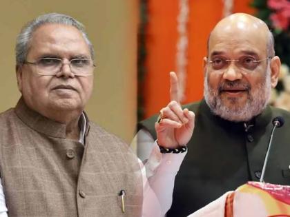 If what Satyapal Malik said is true why was he silent when he was the governor Amit Shah on pulwama comment | Amit Shah : "सत्यपाल मलिक म्हणाले ते सत्य असेल तर राज्यपाल असताना शांत का होते?" अमित शाहंचा पलटवार