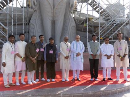 union home minister and bjp leader amit shah attends bhagwan bahubali pran pratishtha ceremony in songadh gujarat | कानजी स्वामींचा माझ्यावर मोठा प्रभाव: अमित शाह