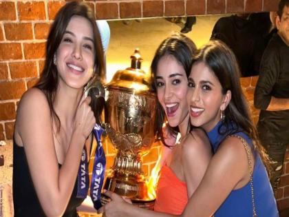  IPL 2024 final Bollywood actress Ananya Pandey danced with Kolkata Knight Riders players  | तेरी गली में आया भूल के...! Ananya Pandey चा KKR च्या शिलेदारांसोबत डान्स, VIDEO