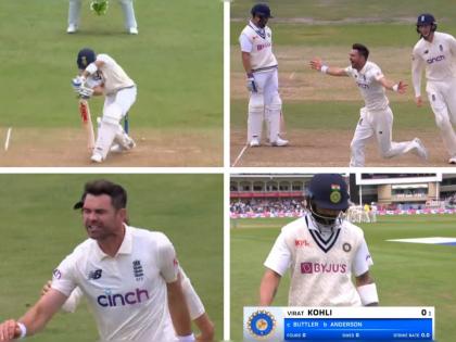 India vs England 1st Test Live Cricket Score : Virat Kohli became a most Golden Ducks Indian Test captains, Jimmy Anderson take 2 on 2 watch Video  | India vs England 1st Test Live Day 2 : जेम्स अँडरसननं घेतल्या सलग दोन विकेट्स, विराट कोहलीच्या नावे नकोसा विक्रम, Video