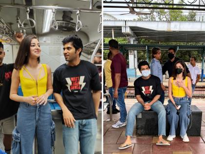 Vijay Deverakonda took a train ride in Mumbai with Ananya Pandey, the sleeper on the actor's feet caught everyone's attention | अनन्या पांडेसोबत विजय देवरकोंडाने केला मुंबईत ट्रेन प्रवास, अभिनेत्याच्या पायातील स्लीपरने वेधले सर्वांचे लक्ष